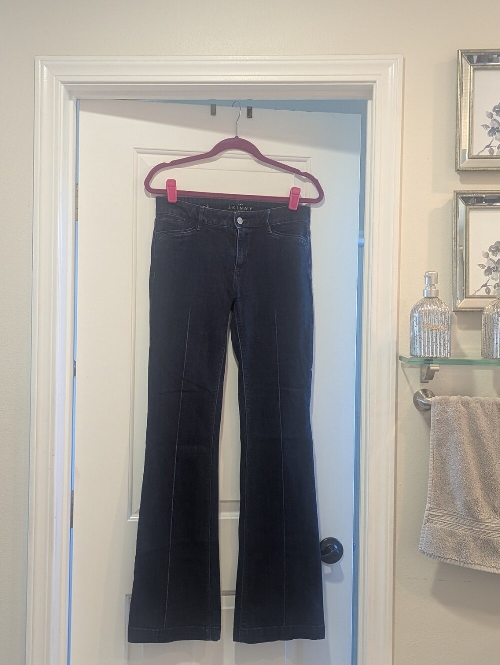 Dark Blue Womens Skinny Flare Jeans